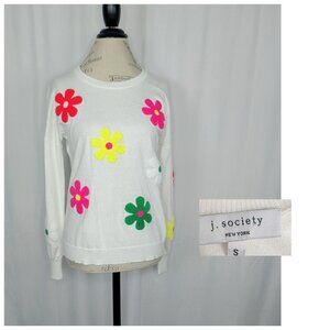 J. Society Sweater Small Floral Daisy Knit